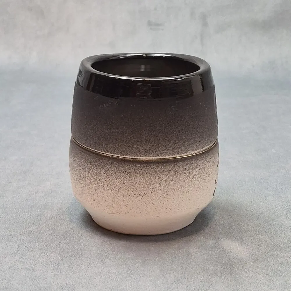 Paul Uhl Signed Ceramic Art Vase Unique Form with Black, White and Red Glaze